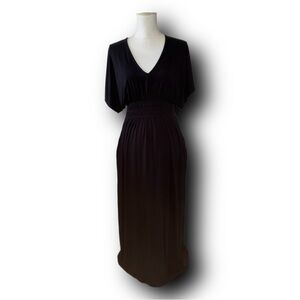 Boden Black V-Neck Smocked Waist Maxi Dress